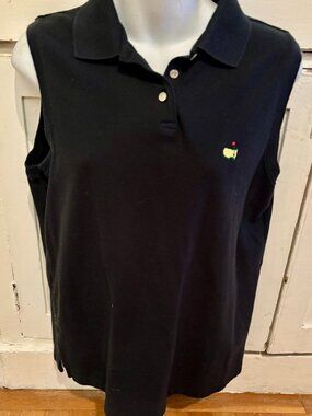 Masters Collection Ladies Black Sleeveless Polo Golf Shirt Large
